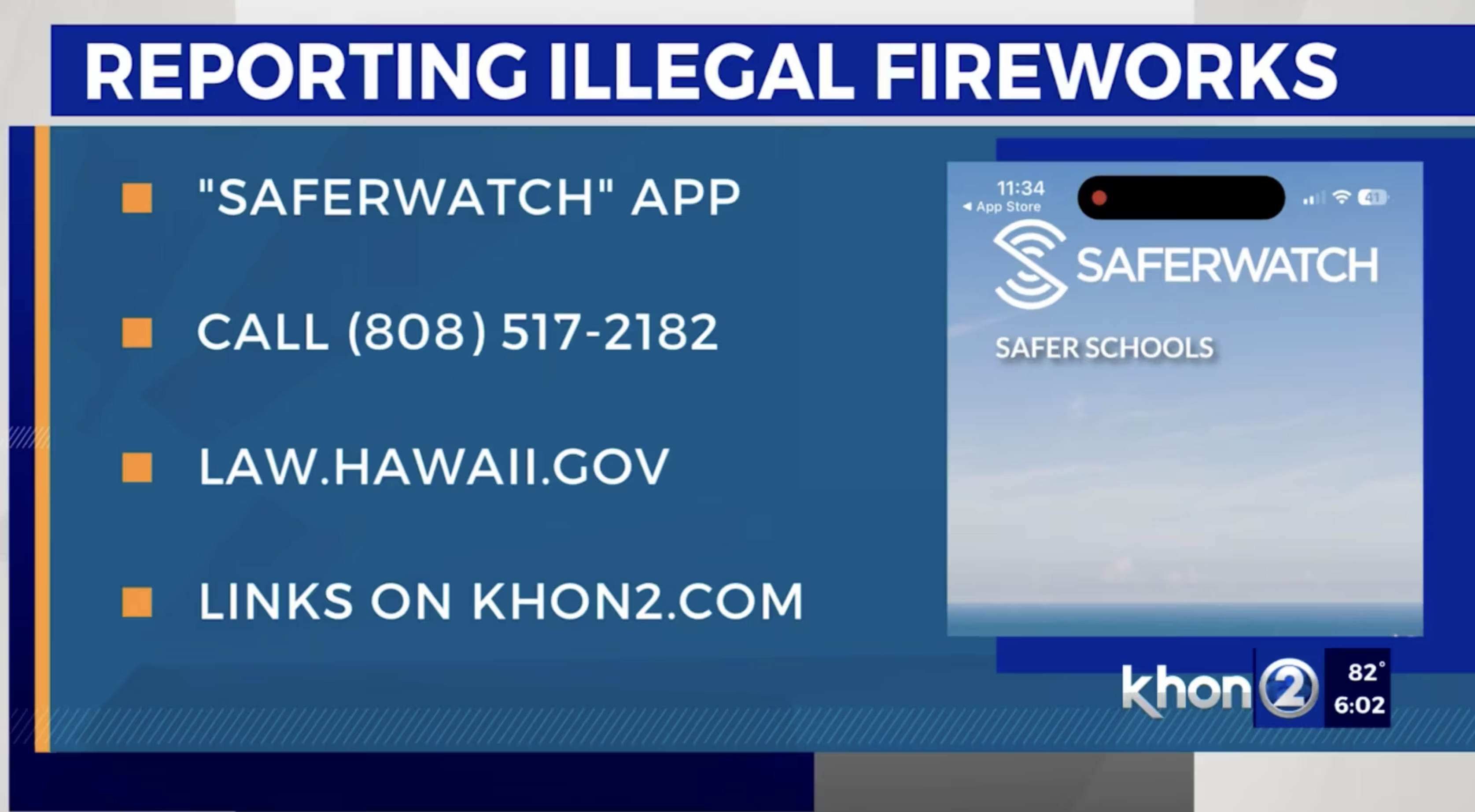 Hawaii Fireworks Tip Reporting SaferWatch App